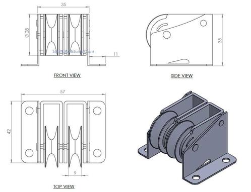 Rvs Duo Katrol 28mm, Doe-het-zelf en Verbouw, IJzerwaren en Bevestigingsmiddelen, Verzenden