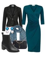 Jurk Geplooid Effen Petrol mw L (40), Kleding | Dames, Verzenden, Nieuw