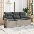 vidaXL Tuin Sofa Set met kussen met opslag 3 pcs Lichtgrijs, Tuin en Terras, Tuinsets en Loungesets, Verzenden, Nieuw, Rotan