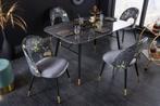 Design stoel PRÊT-À-PORTER grijs fluweel bloemmotief en, Huis en Inrichting, Stoelen, Nieuw, Ophalen of Verzenden