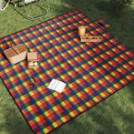 vidaXL Picknickkleed opvouwbaar geruit 200x200 cm fluweel, Verzenden, Nieuw