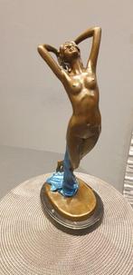 Beeld, Original Blue Patina Nude Female Leaping in Air - 45