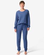HEMA Damespyjama wafel middenblauw, Verzenden
