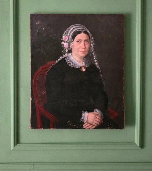 Escuela francesa (XVIII-XIX) - Retrato de mujer sentada, Antiek en Kunst, Kunst | Schilderijen | Klassiek