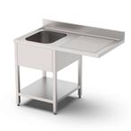 HCB Spoeltafel - enkele spoelbak rechts - 140 cm - RVS, Verzenden, Nieuw in verpakking, RVS Meubilair