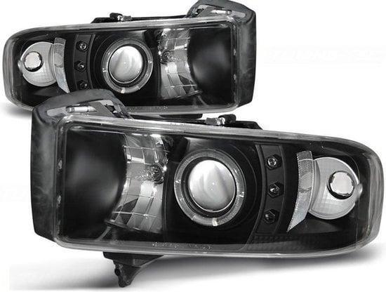 Koplampen DODGE RAM 94-01 ANGEL EYES ZWART, Auto-onderdelen, Verlichting, Nieuw, Ophalen of Verzenden