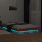 vidaXL Bedframe met LED-verlichting grenenhout wasbruin, Bruin, Verzenden, Nieuw, Twijfelaar