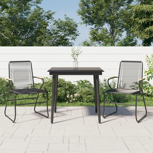 vidaXL 3-delige Tuinset PVC-rattan zwart, Tuin en Terras, Tuinsets en Loungesets, Tuinset, Nieuw, 2 zitplaatsen, Rvs, Verzenden