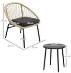3-delige rotan tuinset – 2 stoelen met kussens + tafel, Tuin en Terras, Tuinsets en Loungesets, Verzenden, Nieuw