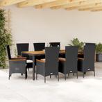 vidaXL 9-delige Tuinset poly rattan zwart, Tuin en Terras, Tuinsets en Loungesets, Nieuw, 8 zitplaatsen, Tuinset, Verzenden