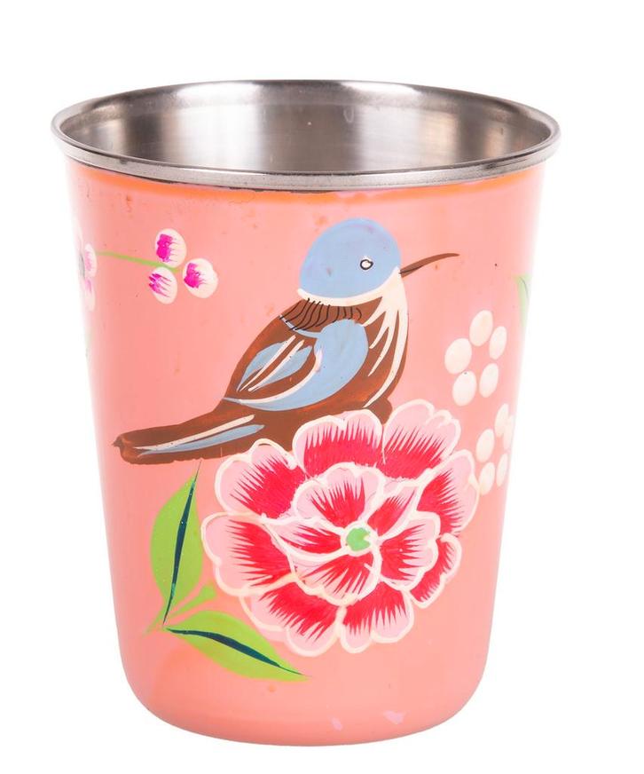 handbeschilderde beker India | roestvrijstalen beker, Huis en Inrichting, Keuken | Servies, Verzenden