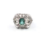 Ring Platina Smaragd - Diamant, Sieraden, Tassen en Uiterlijk, Ringen, Nieuw