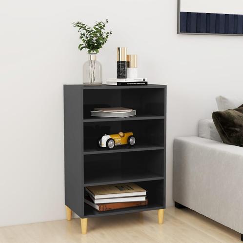 vidaXL Dressoir 57x35x90 cm bewerkt hout hoogglans grijs, Huis en Inrichting, Kasten | Dressoirs, 25 tot 50 cm, Nieuw, 50 tot 100 cm