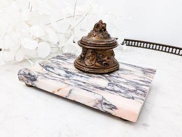 Superbe encrier sur marbre rose inspiration Néo Classique - beschikbaar voor biedingen