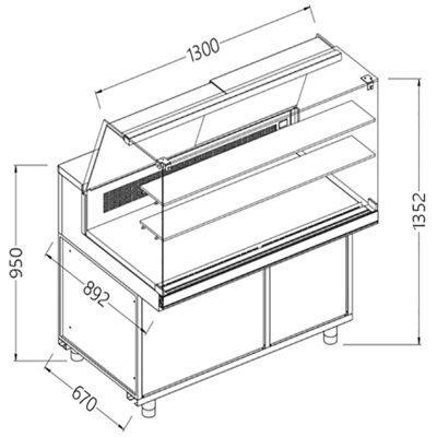 Statische gekoelde toonbankvitrine voor snacks_hoge ruiten,, Zakelijke goederen, Horeca | Keukenapparatuur, Nieuw in verpakking