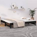 vidaXL Slaapbank uitschuifbaar 2x(80x200) cm massief, Huis en Inrichting, Eenpersoons, Verzenden, Zwart, Nieuw