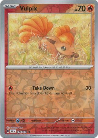 Vulpix 016/191 reverse holo surging sparks, Hobby en Vrije tijd, Verzamelkaartspellen | Pokémon, Losse kaart, Nieuw, Foil, Ophalen of Verzenden
