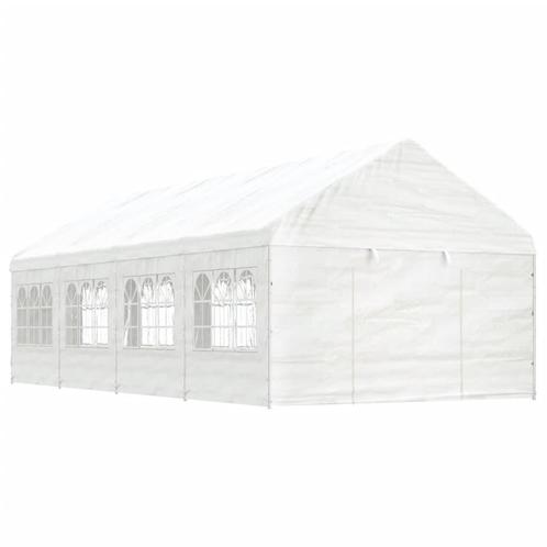 vidaXL Prieel met dak 8,92x4,08x3,22 m polyetheen wit, Tuin en Terras, Partytenten, Nieuw, Verzenden