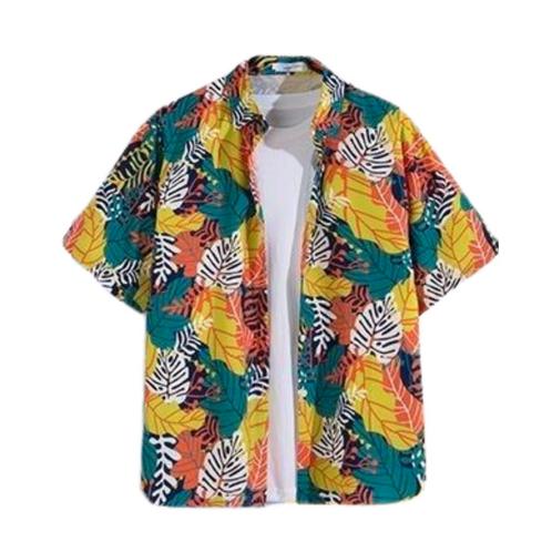 Hawaii Party Blouse – Groen/Geel/Wit met - Maat M, Kleding | Heren, Carnavalskleding en Feestkleding, Nieuw, Maat 48/50 (M), Ophalen of Verzenden