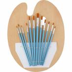 Artico Verf Penseel met Palet - Plat & Rond - Hout - 13 D...