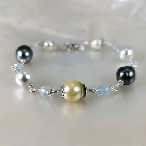Armband Zilver Parel - Parel - SSP-Tahiti & Aquamarines, Sieraden, Tassen en Uiterlijk, Armbanden