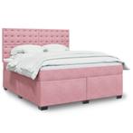 vidaXL Boxspring met matras fluweel roze 180x200 cm, Eenpersoons, Verzenden, Nieuw, 80 cm
