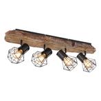 Opbouwspots PRISKA 4-lichts Hout E27, Huis en Inrichting, Lampen | Spots, Nieuw, Ophalen of Verzenden, Led