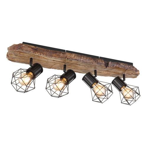Opbouwspots PRISKA 4-lichts Hout E27, Huis en Inrichting, Lampen | Spots, Led, Nieuw, Plafondspot of Wandspot, Ophalen of Verzenden