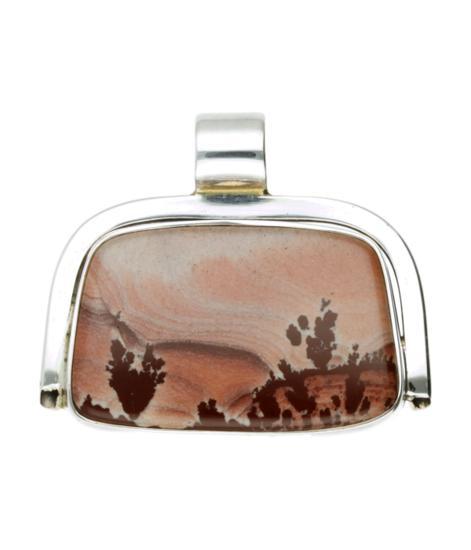 Zilveren Apache Sage Rhyoliet Jaspis edelsteen vrije vorm..., Sieraden, Tassen en Uiterlijk, Kettinghangers, Verzenden