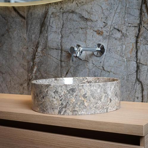 Waskom Loutro Louise T Rond 40x40x12 cm Marmer Taupe, Doe-het-zelf en Verbouw, Sanitair, Overige typen, Nieuw, Ophalen of Verzenden