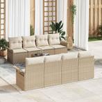 vidaXL Tuin Sofa Set 9 pcs Beige Poly riet, Verzenden, Nieuw, Rotan