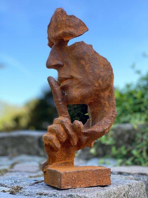 sculptuur, Tuinbeeld stilte - 30 cm - Gietijzer, Antiek en Kunst, Curiosa en Brocante