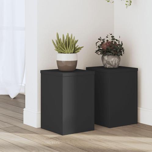 vidaXL Plantenstandaards 2 st 20x20x30 cm bewerkt hout zwart, Tuin en Terras, Overige Tuin en Terras, Nieuw, Verzenden