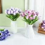 Actie Tulp Tulpen 33cm bundel Fuchsia/wit/purple F06 /, Nieuw, Ophalen of Verzenden