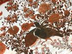 Grote Japanse Meiji Kutani porseleinen schotel met pauwen en