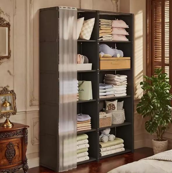 6-Laags Draagbare Stoffen Kast – Opbergkast met Dubbele Rij, Huis en Inrichting, Kasten | Kledingkasten, Nieuw, Verzenden