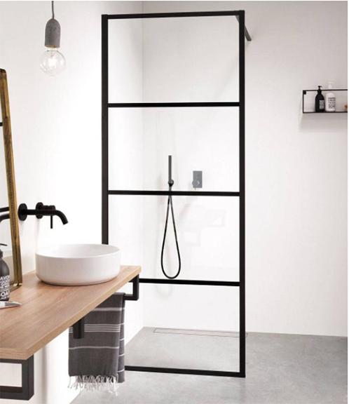 Sani Royal Inloopdouche Glas Mat Zwart Raster, Doe-het-zelf en Verbouw, Sanitair