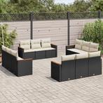 vidaXL 12-delige Loungeset met kussens poly rattan zwart, Tuin en Terras, Tuinsets en Loungesets, Verzenden, Nieuw, Rotan, Loungeset
