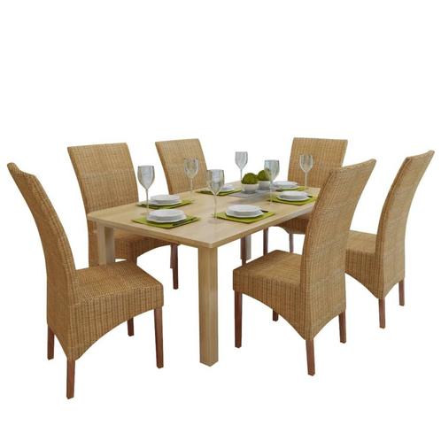 vidaXL Eetkamerstoelen 6 st natuurlijk rattan bruin, Huis en Inrichting, Stoelen, Bruin, Nieuw, Verzenden