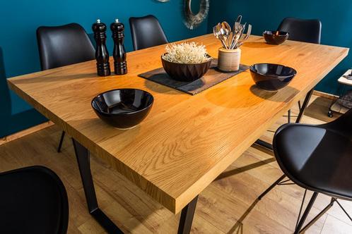 Moderne eettafel LOFT 160cm eiken design zwart metalen poten, Huis en Inrichting, Tafels | Eettafels, Ophalen of Verzenden