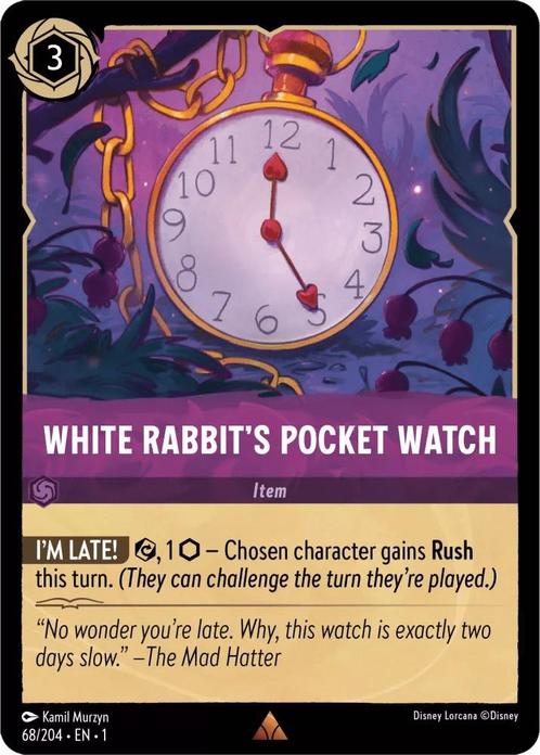 [68/204] - WHITE RABBITS POCKET WATCH ENG NON-FOIL [M/NM], Verzamelen, Disney, Ophalen of Verzenden
