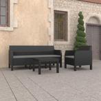 vidaXL 3-delige Loungeset met kussens PP rattan, Tuin en Terras, Tuinsets en Loungesets, Verzenden, Nieuw, Loungeset