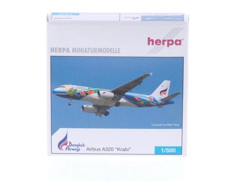 Schaal 1:500 Herpa 509121 Bangkok Airways Airbus A320 Kr..., Hobby en Vrije tijd, Modelbouw | Vliegtuigen en Helikopters, Zo goed als nieuw