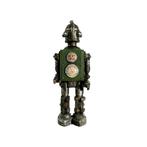 Figuur - Decoratieve retro robot beeldje met groen paneel en