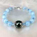 Zonder Minimumprijs - Armband Zilver Parel - Aquamarijn -, Nieuw