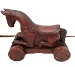 Houten paard op wielen, 14 kg - 60 x 48 cm - Hout - Eind 20e