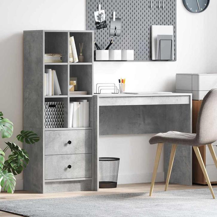 vidaXL Bureau met opbergruimte 2 pcs Beton Grijs 90 x 40 x, Huis en Inrichting, Kasten | Buffetkasten, Nieuw, Minder dan 50 cm