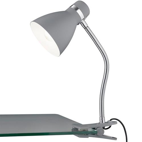 LED Klemlamp - Trion Sora - E27 Fitting - Titaan - Metaal, Huis en Inrichting, Lampen | Tafellampen, Nieuw, Metaal, Ophalen of Verzenden