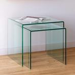 *WOONWINKEL* Kave Home Burano Set Glazen Bijzettafels, Huis en Inrichting, Tafels | Bijzettafels, Verzenden, Nieuw
