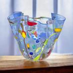 Filippo Maso - Vaas - Grote blauwe fazzolettto met zilveren, Antiek en Kunst, Antiek | Glas en Kristal